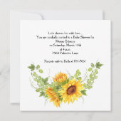 Invitation Aquarelle Fleurs de soleil Baby shower vert Invita (Dos)
