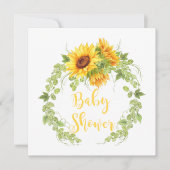 Invitation Aquarelle Fleurs de soleil Baby shower vert Invita (Devant)