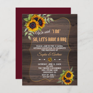 Invitation Aquarelle Fleurs de soleil Bois Bourgogne I DO BBQ