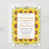 Invitation Aquarelle Fleurs de soleil Frame Frame Sweet 16 (Devant)