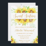 Invitation Aquarelle Fleurs de soleil Frame Frame Sweet 16<br><div class="desc">Superbe aquarelle Yellow Sunflowers cadre et rayures jaunes arrière - plan</div>