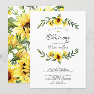 Invitation Aquarelle Fleurs de soleil jaunes Christine