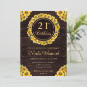 Invitation Aquarelle Fleurs de soleil rustiques Wreath Annive (Debout devant)