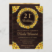 Invitation Aquarelle Fleurs de soleil rustiques Wreath Annive (Devant / Derrière)