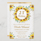 Invitation Aquarelle Fleurs de soleil rustiques Wreath Annive (Devant / Derrière)