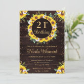 Invitation Aquarelle Fleurs de soleil rustiques Wreath Annive (Debout devant)