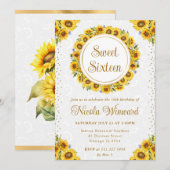 Invitation Aquarelle Fleurs de soleil rustiques Wreath Sweet  (Devant / Derrière)