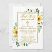 Invitation Aquarelle Fleurs de soleil verdure Première commun (Devant)