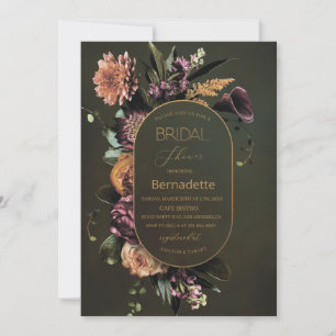 Invitation Aquarelle Fleurs de tapisserie brillante or Bride