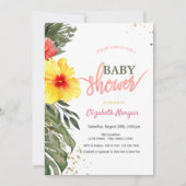Invitation Aquarelle Fleurs d'été Baby shower Hibiscus (Devant)