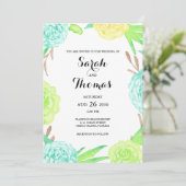 Invitation Aquarelle Fleurs d'été Mariage (Debout devant)