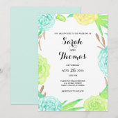 Invitation Aquarelle Fleurs d'été Mariage (Devant / Derrière)