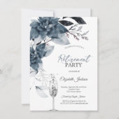 Invitation Aquarelle Fleurs d'hiver Champagne Retraite (Devant)