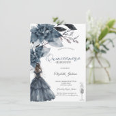 Invitation Aquarelle Fleurs d'hiver en verre fille Quinceaner (Debout devant)