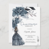 Invitation Aquarelle Fleurs d'hiver en verre fille Quinceaner (Devant)