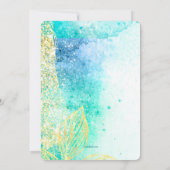 Invitation aquarelle fleurs dorées sarcelle (Dos)