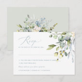 Invitation Aquarelle Fleurs Dusty Blue Gum Eucalyptus, RSVP (Devant / Derrière)