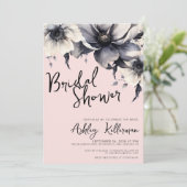 Invitation Aquarelle Fleurs Fête des mariées rose pâle (Debout devant)
