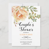 Invitation Aquarelle fleurs fleurie mariage couple douche (Devant)