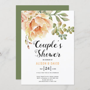 Invitation Aquarelle fleurs fleurie mariage couple douche
