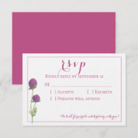 Aquarelle Fleurs Mariage RSVP Floral Rose
