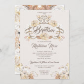 Invitation Aquarelle Fleurs naturelles séchées Baptême (Devant / Derrière)