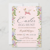 Invitation Aquarelle Fleurs Oeufs Oreilles lapin (Devant)