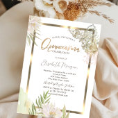 Invitation Aquarelle Fleurs Or Cadre Quinceañera