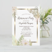 Invitation Aquarelle Fleurs Or Frame Retraite (Debout devant)