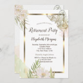 Invitation Aquarelle Fleurs Or Frame Retraite (Devant / Derrière)