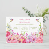 Invitation Aquarelle Fleurs Orchidées Mariage de jardin d'ois (Debout devant)