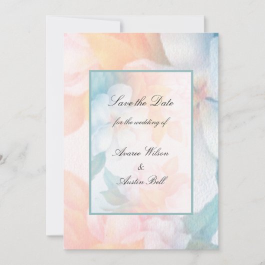 Invitation Aquarelle Fleurs Pastel (Devant)