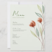 Invitation Aquarelle Fleurs Pastel Green Menu (Devant)