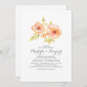 Invitation aquarelle fleurs peintes à la main mariage romanti (Devant / Derrière)