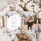 Invitation Aquarelle Fleurs Photo QR Code Engagement Partie
