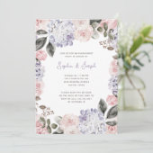Invitation Aquarelle Fleurs Photo QR Code Engagement Partie (Debout devant)