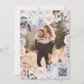 Invitation Aquarelle Fleurs Photo QR Code Engagement Partie (Dos)
