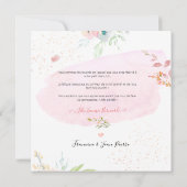 Invitation Aquarelle Fleurs - Ravitaillement Naissance Fille (Dos)