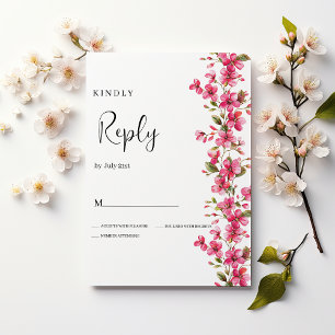 Invitation Aquarelle fleurs rose vif RSVP