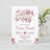 Invitation Aquarelle Fleurs roses & Agneau mignon Brunch de P (Debout devant)