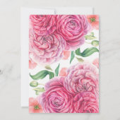 Invitation Aquarelle Fleurs roses Élégante Partie d'engagemen (Dos)