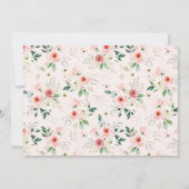 Invitation Aquarelle Fleurs roses Rose Baby shower or (Dos)