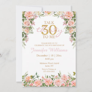 Invitation aquarelle fleurs roses roses 30ème anniversaire or