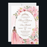 Invitation Aquarelle Fleurs Roses Rouges Douces 16 Anniversai<br><div class="desc">Fleurs d'aquarelle rose vif,  et une fille dans une belle robe assortie. Consultez la boutique pour cette invitation avec des filles dans différentes couleurs de cheveux et de teintes de peau et plus de variations.</div>