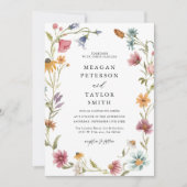 Invitation Aquarelle Fleurs sauvages Mariage floral (Devant)
