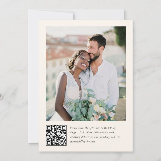 Invitation Aquarelle Fleurs sauvages Mariage Photo Code QR (Dos)