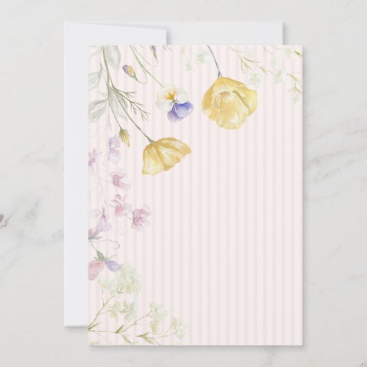 Invitation Aquarelle Fleurs sauvages rayé Anniversaire (Dos)