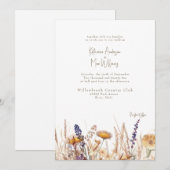 Invitation Aquarelle Fleurs séchées Aucun parent (Devant / Derrière)