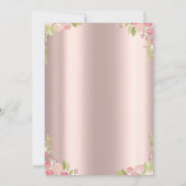 Invitation Aquarelle Fleurs Teapot Rose Fête des mariées or (Dos)