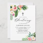 Invitation Aquarelle Fleurs tropicales Baptême d'été (Devant)